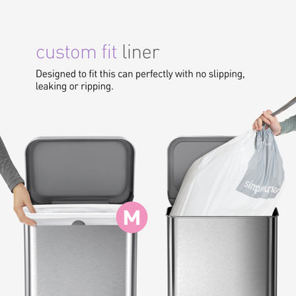 simplehuman CW2024 Rechteck Treteimer 45L gebürsteter Stahl