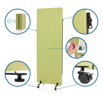 hjh OFFICE FLEXMIUT Akustik Trennwand mobil 2er Set Grün 177x60cm