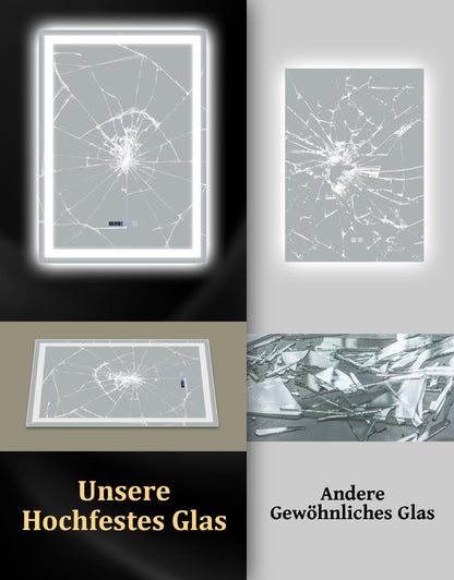 Mursche LED Badspiegel 50x70 cm mit Beleuchtung und Touch-Schalter