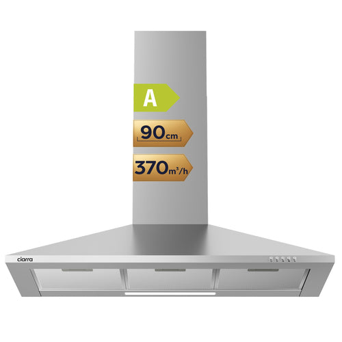 CIARRA CAS9201A Dunstabzugshaube 90 cm Umluft Abluft Pyramide Silber