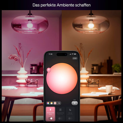 Philips Hue Essential LED Lampe A60 E27, weiss und farbig, 4er Pack