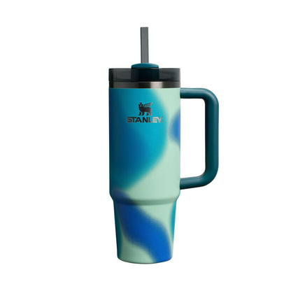 STANLEY 1913 Quencher H2.0 Flowstate Thermobecher mit Strohhalm 0,89 L, Edelstahl, Coastal Teal Motion