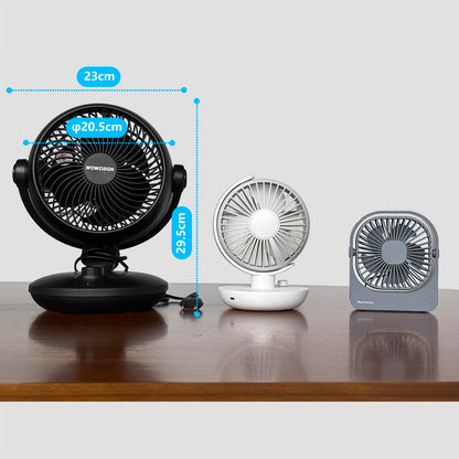 WOWDSGN Tischventilator XD-1586FB, leiser 3D-Luftzirkulator, schwarz