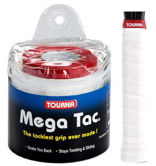 Tourna Mega Tac Overgrip für Tennis – 30 Stück Weiss