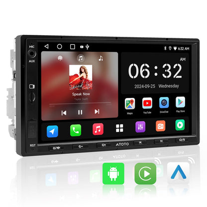 ATOTOZONE A5L Autoradio Navi 7 Zoll Wireless CarPlay Android Auto 2G+32G. 7-Zoll-Display für Navigation u. Smartphone.