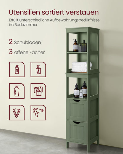 VASAGLE Badezimmerschrank BBC066C01 freistehend – Waldgrün