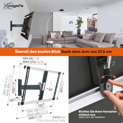 Vogel's Thin 525 Ultradünne TV-Wandhalterung schwenkbar 40-65 Zoll