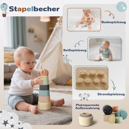 Almaxi 5-in-1 Montessori Spielzeug Baby ab 6 Monate, Motorikspielzeug