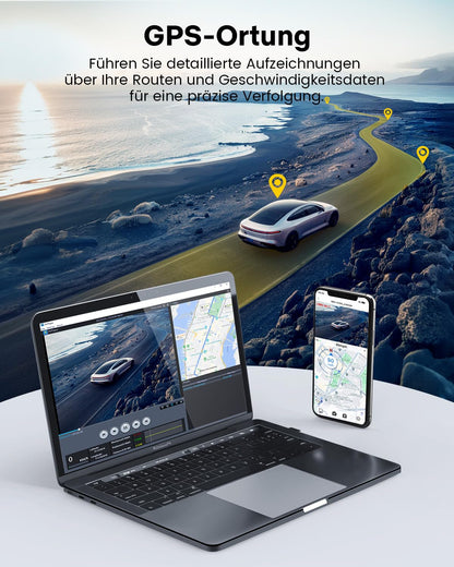 GKU D700 Dashcam Auto, 4K Dual-Kamera vorne hinten mit GPS, WLAN