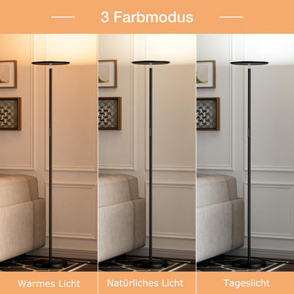 PreeOtti LED Deckenfluter Wohnzimmer Dimmbar mit Fernbedienung - Schwarz