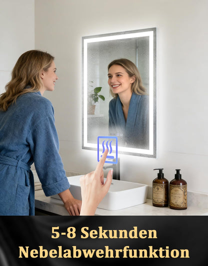 Mursche LED Badspiegel 50x70 cm mit Beleuchtung und Touch-Schalter