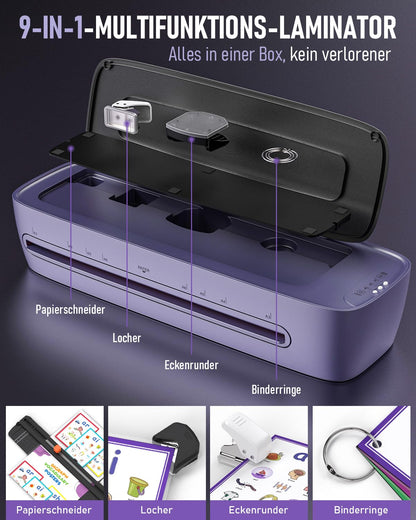 Ablemark Laminiergerät A3 – Heiss/Kalt, 9-in-1 inkl. 30 Folien