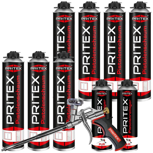 PRITEX PU-Montageschaum Set – 6x 750ml inkl. Zubehör