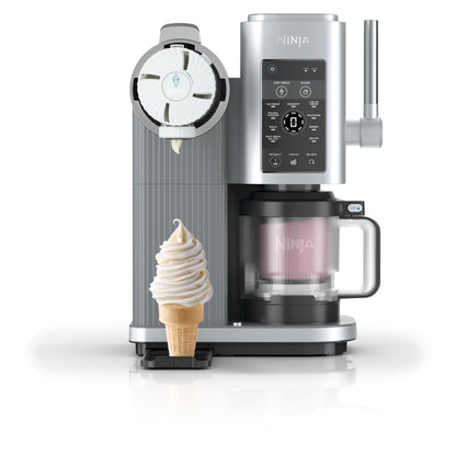 Ninja CREAMi Scoop & Swirl Eismaschine NC701EU Platinsilber mit zwei 480-ml-Behältern