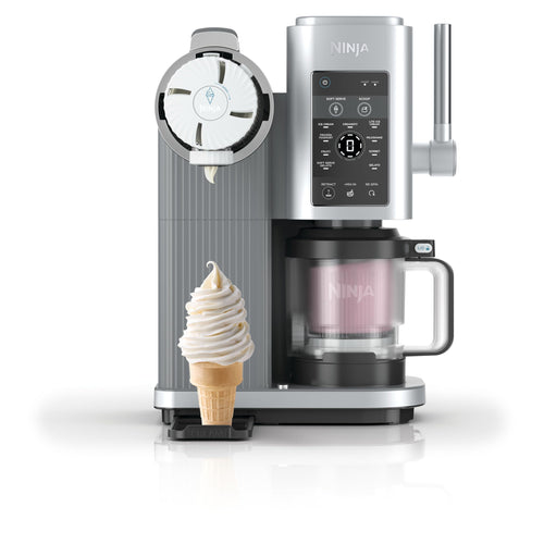 Ninja CREAMi Scoop & Swirl Eismaschine NC701EU Platinsilber mit zwei 480-ml-Behältern