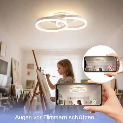 Amdelne Smart LED Deckenleuchte 2-Ringe dimmbar mit Fernbedienung