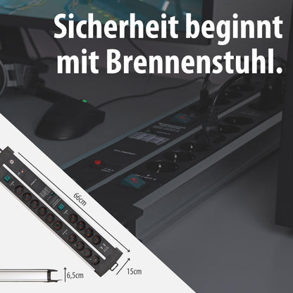 Brennenstuhl Premium-Protect-Line Gaming Steckdosenleiste 14-Fach 2x USB