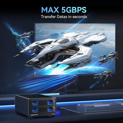 CENMATE 2 Bay RAID Festplattengehäuse USB 3.0 für HDD/SSD