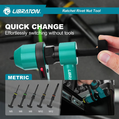 LIBRATON Nietmutternzange Set Profi – 5 Dornen, Tragebox