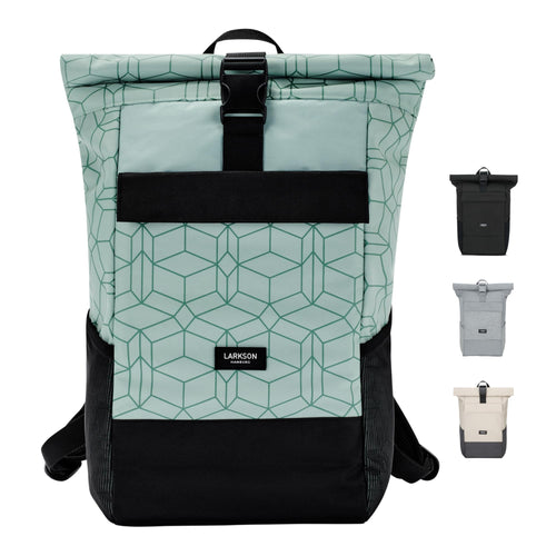 LARKSON No 4 Rolltop Rucksack Mint mit Laptopfach, wasserabweisend für Uni, Arbeit und Fahrrad