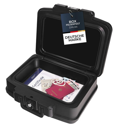 HMF 250452 Feuerfeste Wasserdichte Dokumentenbox – DIN A4 Schwarz