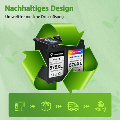 GREENSKY 575XL 576XL Tintenpatronen für Canon PIXMA, Schwarz und Farbe