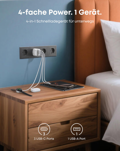 Anker Zolo 70W USB-C Ladegerät, 4-Port Netzteil, kompakt (A121C)