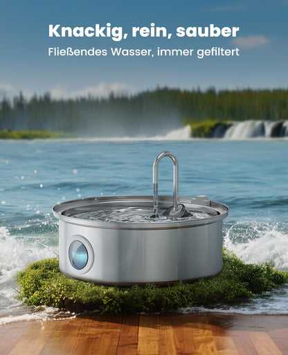 oneisall Trinkbrunnen für Hunde 7L, Edelstahl mit LED und Filter