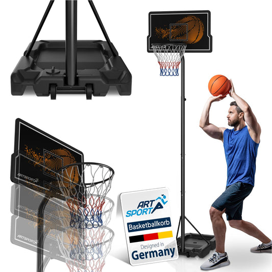 ArtSport Basketball Korbanlage höhenverstellbar 255-305 cm Outdoor: Weißes Backboard, roter Ring, höhenverstellbar. Zum Basketballspiel im Freien.