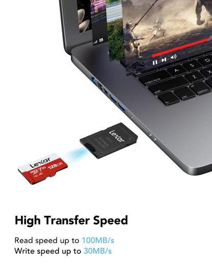 Lexar microSD Speicherkarte 128GB 2er-Pack mit SD-Adapter U3 V30