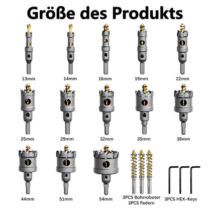 METOTY TCT Hartmetall Lochsäge Set 19-teilig Metall