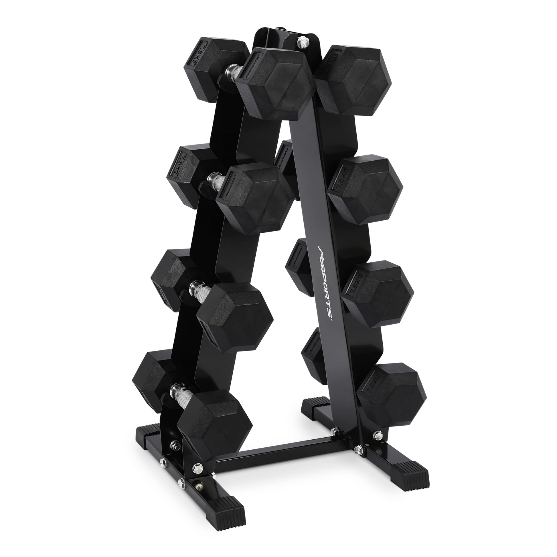 MSPORTS Kurzhantel Rack Hantelständer. Schwarzes, stabiles Stahlgestell für die geordnete Lagerung von Kurzhanteln bis 300kg.