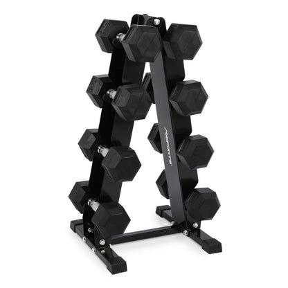 MSPORTS Kurzhantel Rack Hantelständer. Schwarzes, stabiles Stahlgestell für die geordnete Lagerung von Kurzhanteln bis 300kg.