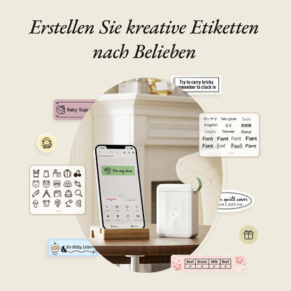 NIIMBOT D110 Mini Etikettendrucker Bluetooth mit 3 Etikettenrollen