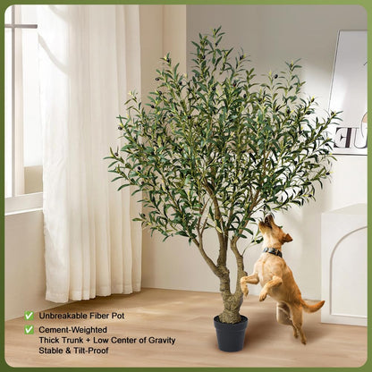 VeriNatural Künstlicher Olivenbaum 180 cm, Kunstpflanze mit Topf