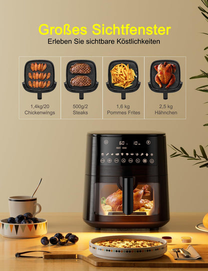 KitchenPro Airfryer XXL Heissluftfritteuse 7.2L – Sichtfenster