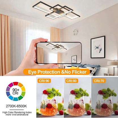 Jsz Deckenleuchte 105cm LED Dimmbar - Schwarz für Wohnzimmer