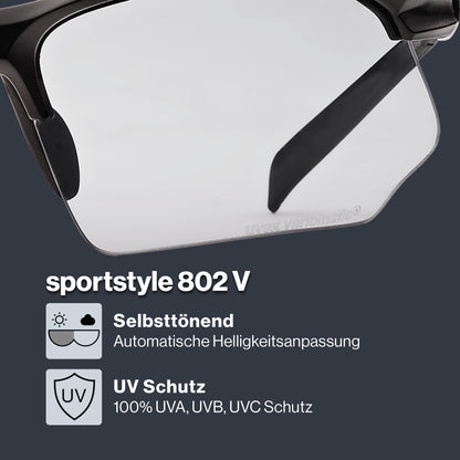 Uvex sportstyle 802 V Sportbrille – selbsttönend, black matt