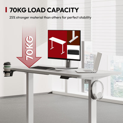 SANODESK Höhenverstellbarer Schreibtisch Elektrisch 110x54 cm weiss