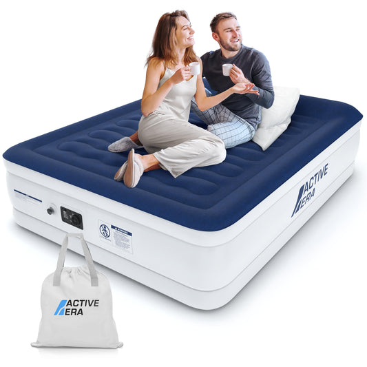 Active Era Luxus Luftbett 2 Personen - Mit Pumpe, selbstaufblasend. Dient als aufblasbare Schlafgelegenheit.