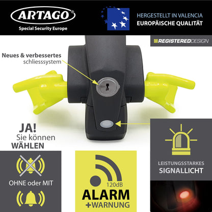 ARTAGO 870 Lenkradkralle mit Alarm 120dB – Diebstahlsicherung