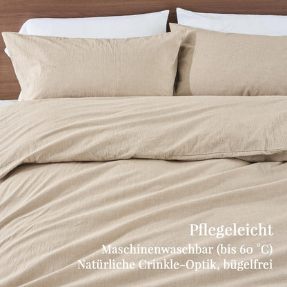Duvetnova Bettwäsche-Set 135x200 Baumwolle beige, 4-teilig