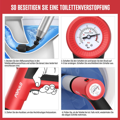 POPULO Power Plunger Elektrischer Hochdruck-Abflussreiniger Pömpel
