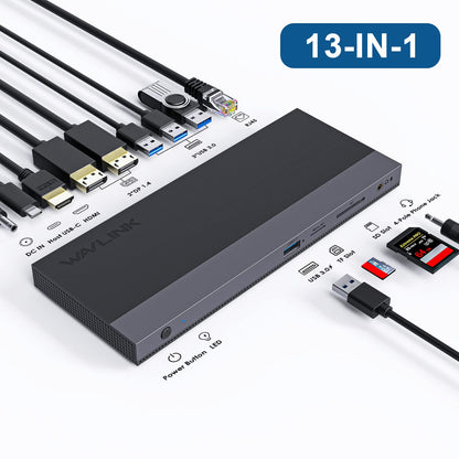 Wavlink USB C Docking Station Triple Display 100W PD