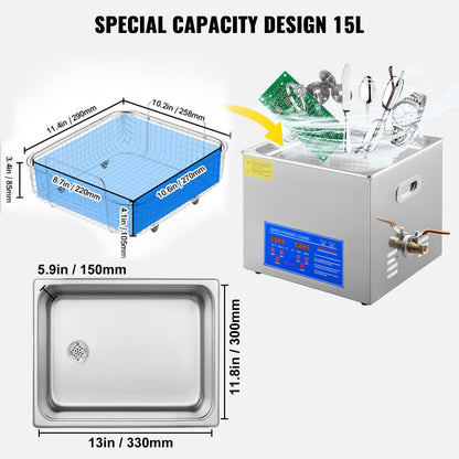 Vevor JPS-60A Ultraschall-Reinigungsmaschine digital - 15L