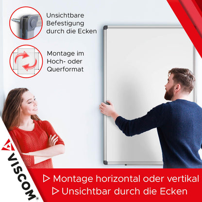 VISCOM Whiteboard magnetisch - Beschreibbare Magnettafel 90x120 cm