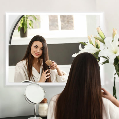 YOLEO LED Badspiegel 80x60cm dimmbar mit Touch und Steckdose