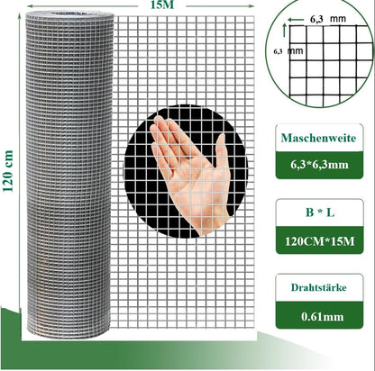 Amagabeli Wühlmausgitter Hochbeet 1.2x15m - 6.3mm verzinkt