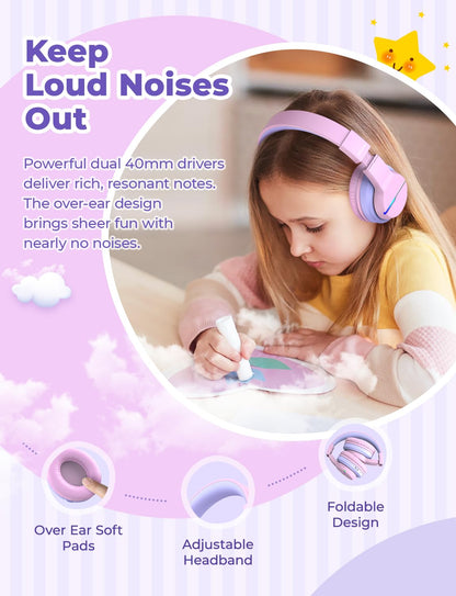 iClever BTH12 Kinder-Kopfhörer Bluetooth Over-Ear mit LED, 2er-Pack