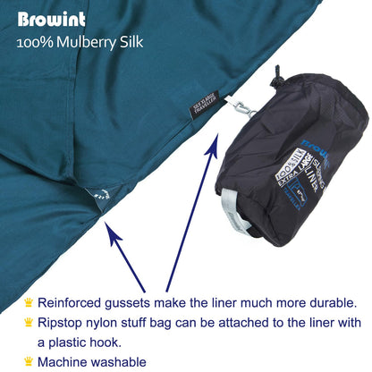 BROWINT Hüttenschlafsack Seide Inlett - Extrabreit 220x110cm